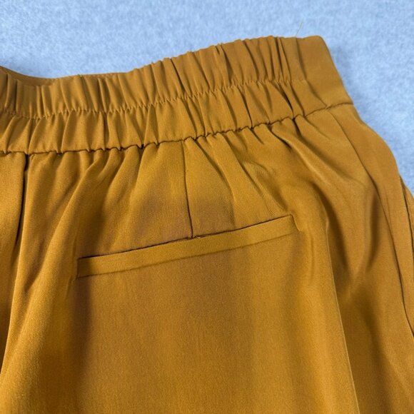 Gold Wide-Leg Pleated Pants Womens Elastic Waist S Polyester Spandex Blend Comfo - Picture 6 of 6